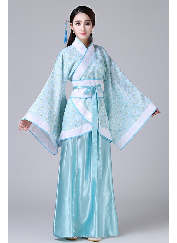 Generic Womens Fairy Hanfu Tang Dress Costume Set Blue flower blue skirt 