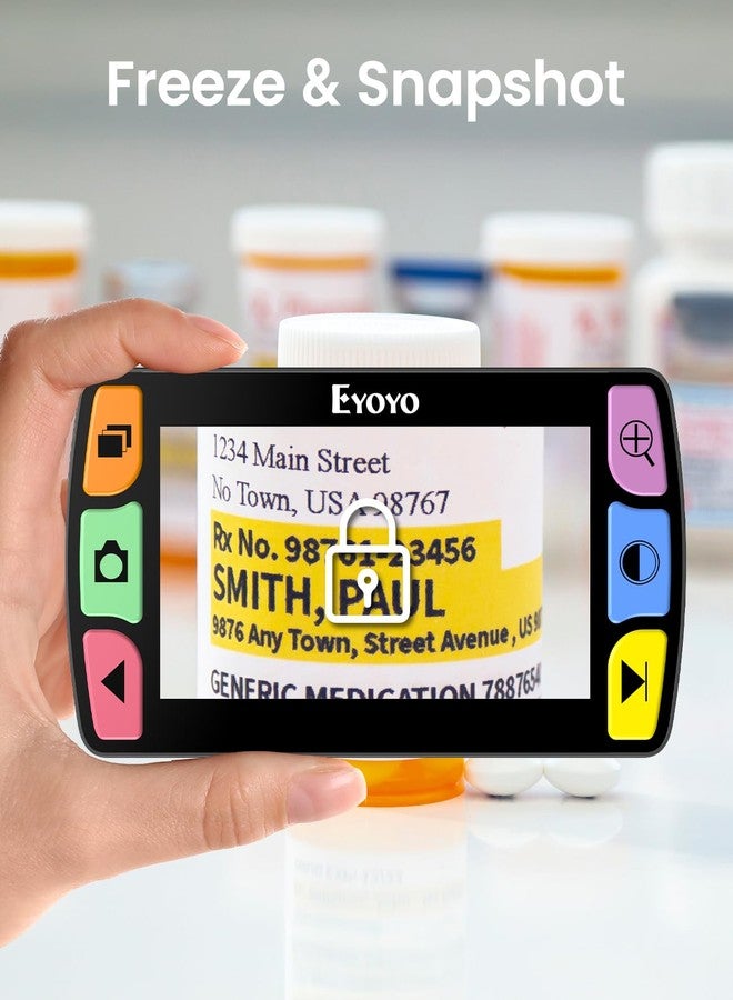 إيويو مكبر رقمي محمول من إيويو 4.3 بوصة: مكبر فيديو إلكتروني مع تكبير من 6x إلى 16x، 12 وضعًا للألوان، قابل لإعادة الشحن، خاصية التجميد والتقاط الصور، تخزين على بطاقة TF، مساعد قراءة للكتب والملصقات وكبار السن - Image 5