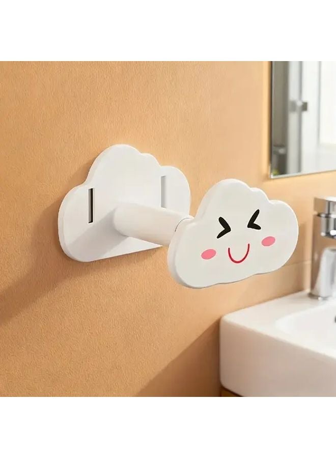 White Clouds Foldable Wall Mounted Clothes Drying Rack No Drill Installation Space Saving ABS For Balcony Bathroom - Image 1