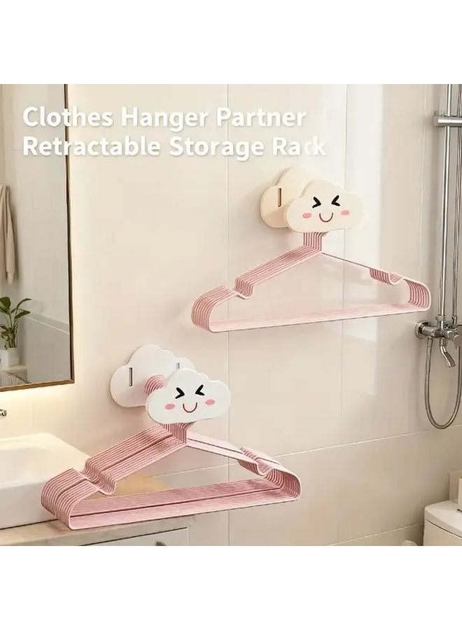 White Clouds Foldable Wall Mounted Clothes Drying Rack No Drill Installation Space Saving ABS For Balcony Bathroom - Image 2