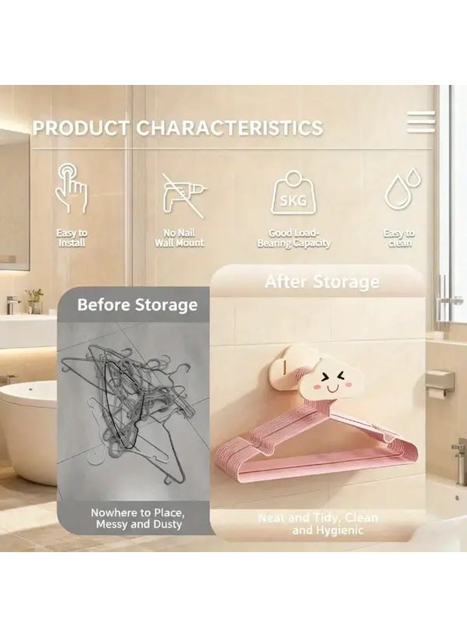 White Clouds Foldable Wall Mounted Clothes Drying Rack No Drill Installation Space Saving ABS For Balcony Bathroom - Image 3