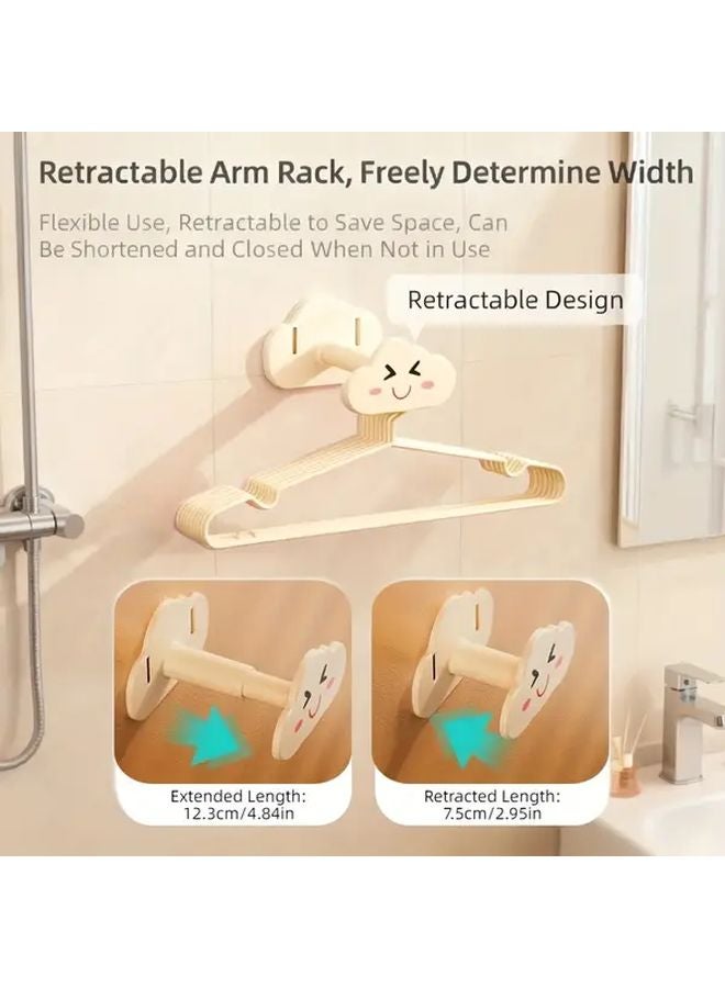 White Clouds Foldable Wall Mounted Clothes Drying Rack No Drill Installation Space Saving ABS For Balcony Bathroom - Image 5