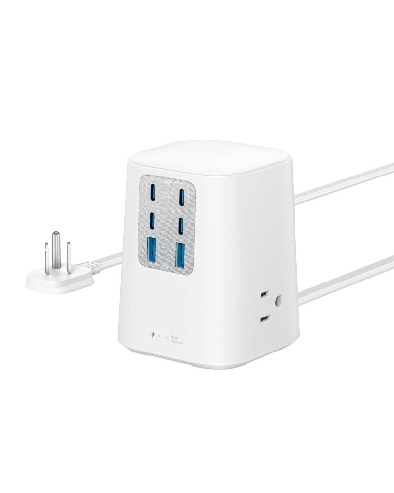 Anker Desktop Charger, 9-in-1 Power Strip with 300J Surge Protector, 5ft Flat Plug Extension Cord with Multiple Devices, 100W USB C Charger with 3 AC, 2 USB A, 4 USB C, Home Office, Desk Accessories - Image 1