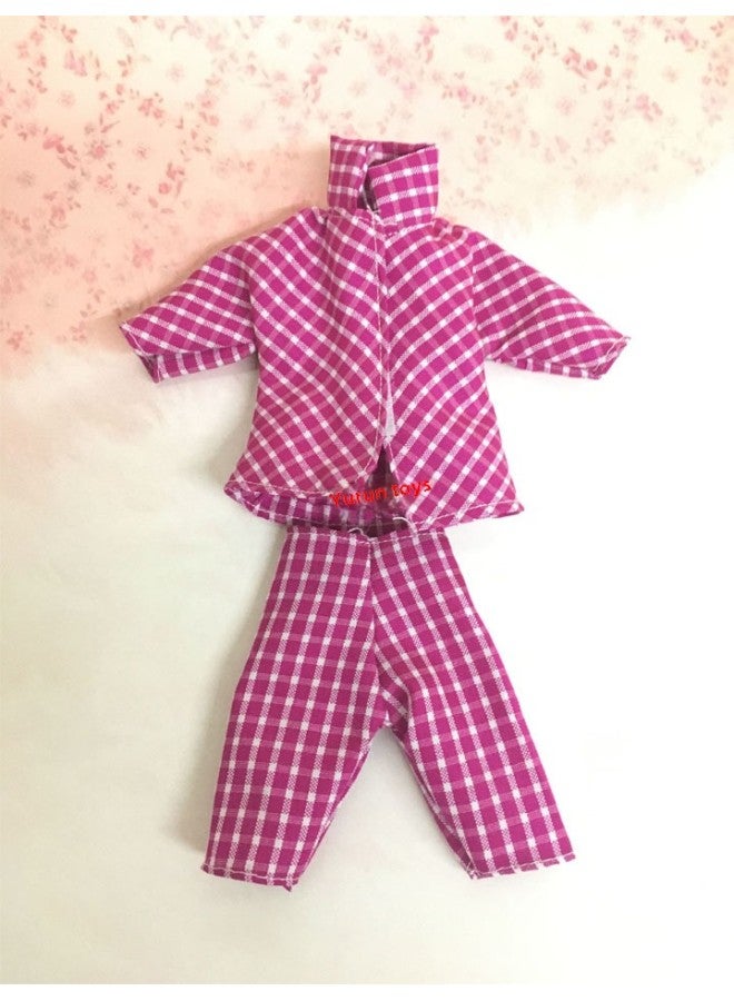 Men's Ken Dress Doll Clothes Prince Ken Suit Sportswear Top Pants Shirt Two-Piece Set Boys-Color:Red Lattice Suit - Image 1