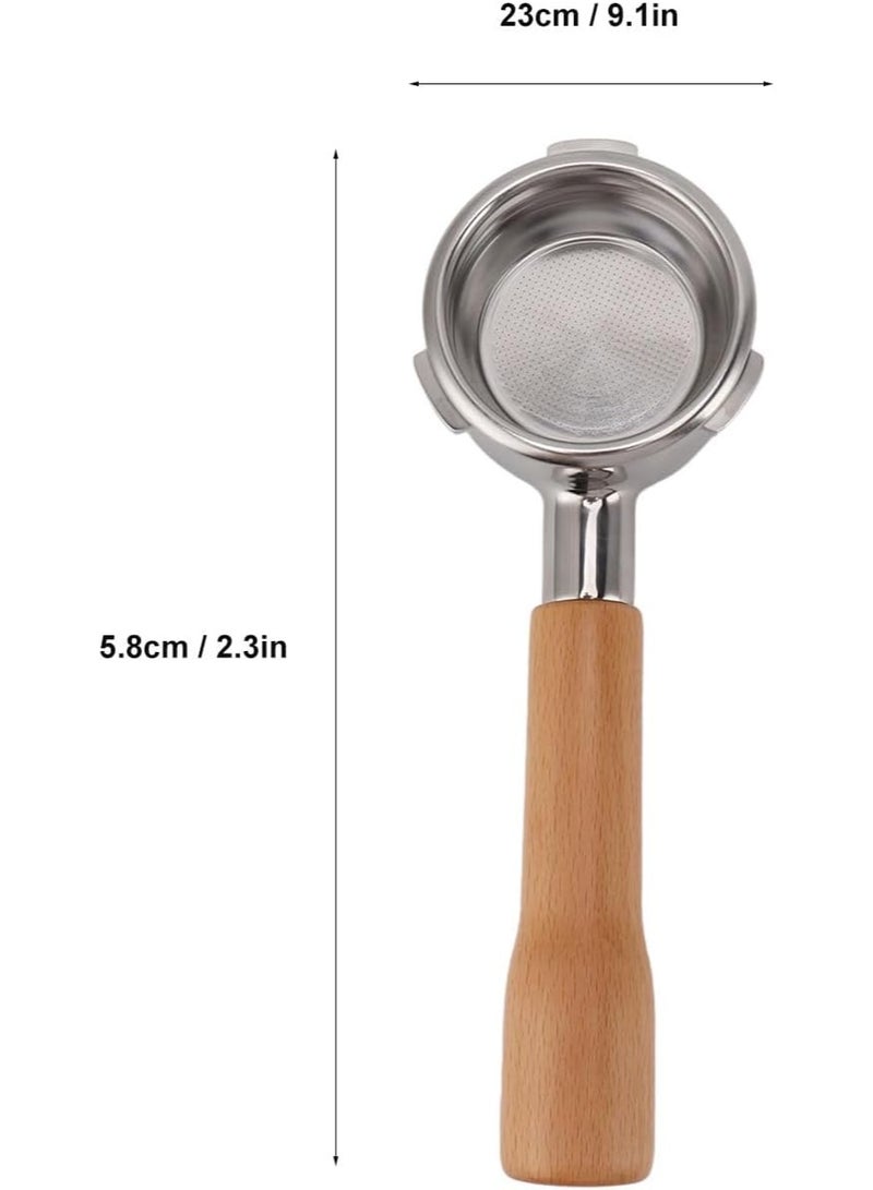kunshao 58mm Bottomless Portafilter - 3 Ears Stainless Steel Naked Portafilter with Filter Basket & Wood Handle, Professional Espresso Portafilter for Barsetto Espresso Machines - Image 3