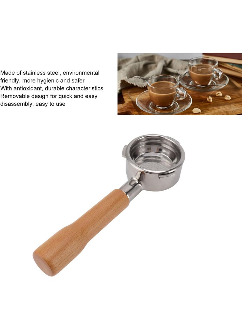 kunshao 58mm Bottomless Portafilter - 3 Ears Stainless Steel Naked Portafilter with Filter Basket & Wood Handle, Professional Espresso Portafilter for Barsetto Espresso Machines - Image 4