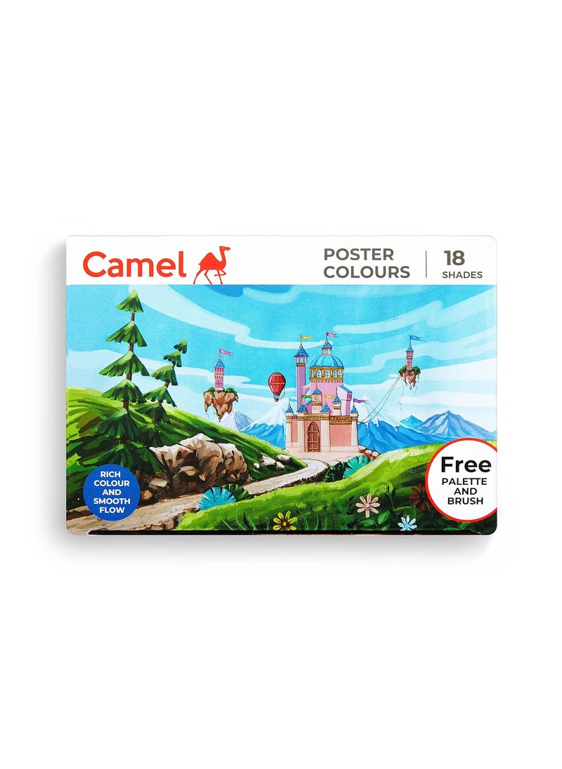 camel Camlin Kokuyo Multicolor Pack Of 18 Shade Bottles 10Ml Each, 1 Palette, 1 Brush  - Image 1
