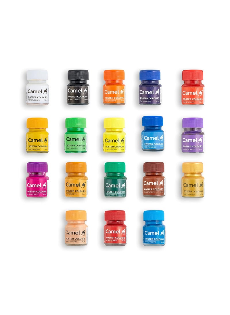 camel Camlin Kokuyo Multicolor Pack Of 18 Shade Bottles 10Ml Each, 1 Palette, 1 Brush  - Image 4