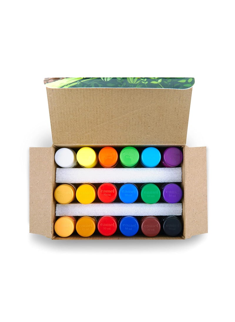 camel Camlin Kokuyo Multicolor Pack Of 18 Shade Bottles 10Ml Each, 1 Palette, 1 Brush  - Image 3