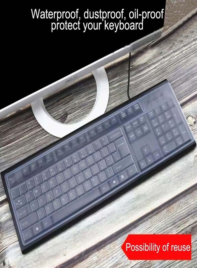 VORTINIOUS Ultra Thin Desktop PC Silicone Clear Keyboard Cover Skin Protector for 104/107Keys Standard Desktop Keyboard Universal Keyboard Protector Skin Waterproof Dustproof Reusable (with Keyboard Position) - Image 2