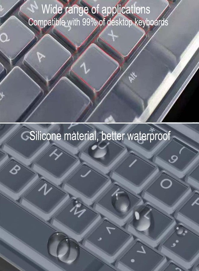 VORTINIOUS Ultra Thin Desktop PC Silicone Clear Keyboard Cover Skin Protector for 104/107Keys Standard Desktop Keyboard Universal Keyboard Protector Skin Waterproof Dustproof Reusable (with Keyboard Position) - Image 3