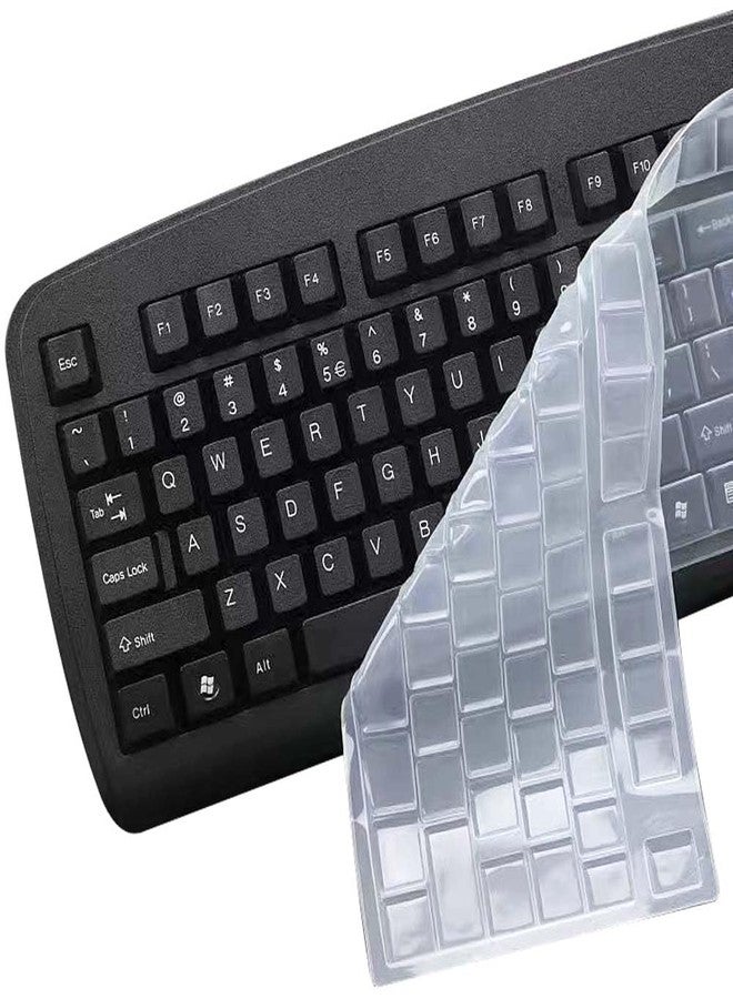 VORTINIOUS Ultra Thin Desktop PC Silicone Clear Keyboard Cover Skin Protector for 104/107Keys Standard Desktop Keyboard Universal Keyboard Protector Skin Waterproof Dustproof Reusable (with Keyboard Position) - Image 1