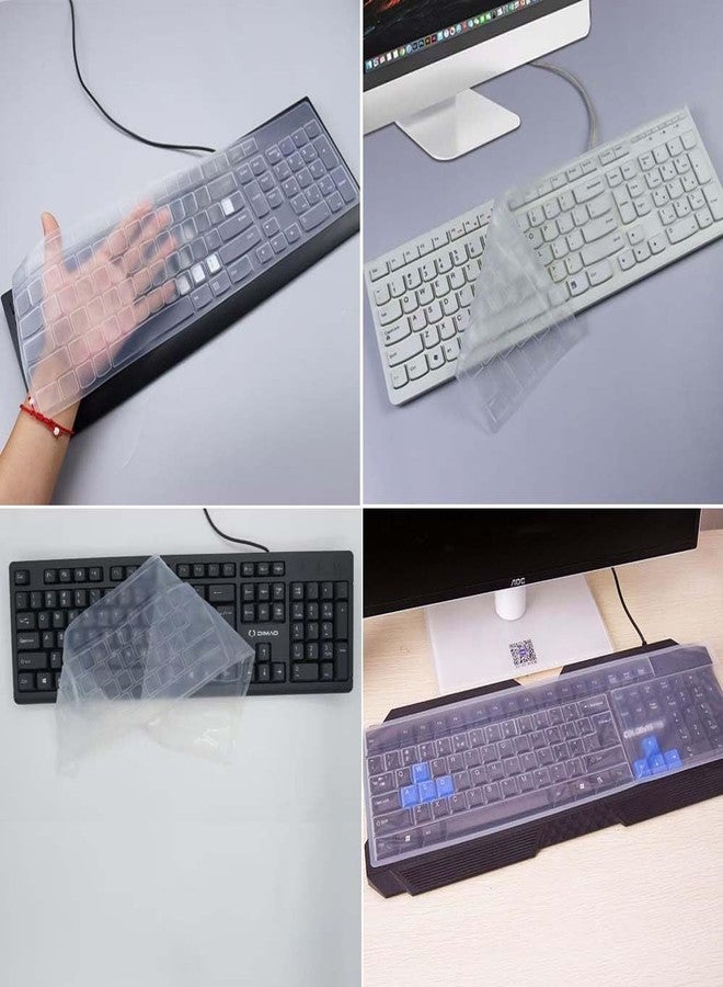 VORTINIOUS Ultra Thin Desktop PC Silicone Clear Keyboard Cover Skin Protector for 104/107Keys Standard Desktop Keyboard Universal Keyboard Protector Skin Waterproof Dustproof Reusable (with Keyboard Position) - Image 4