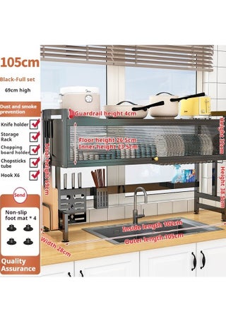 The Sink Dish Drainer Drying Rack,2 Tier Dish Drying Rack for Kitchen Counter, Large Dish Drying Rack with Flip Door, Over Sink Dish Drying Rack for Family Use,Dust-Proof,105cm - pzsku/Z9D0C6F13A82BC2734FD5Z/45/1750382370/1a8e3b5c-69fc-46e9-88bf-4bfb0730c604
