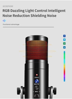 LEOKOR Gaming PC Microphone,USB Streaming Microphone for Podcast Game Chat,Computer Condenser Desktop Mic with RGB,Mute Button,Noise Cancellation Function  - Image 5