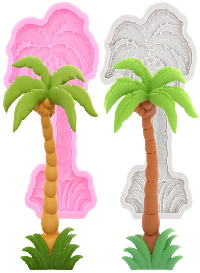 RFGHAC Hawaiian Coconut Tree Silicone Molds Coconut Tree Fondant Mold for Cake Decorating Cupcake Topper Chocolate Candy Sugar Gum Paste Polymer Clay Set Of 2 - Image 1