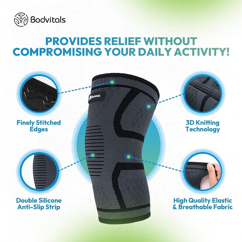 BODVITALS Elbow Compression Sleeve for Men & Women | Tennis & Golfer’s Elbow Brace | Arm Support for Tendonitis Pain Relief | Stretchable, Breathable Elbow Support (Black, XL) - Image 4