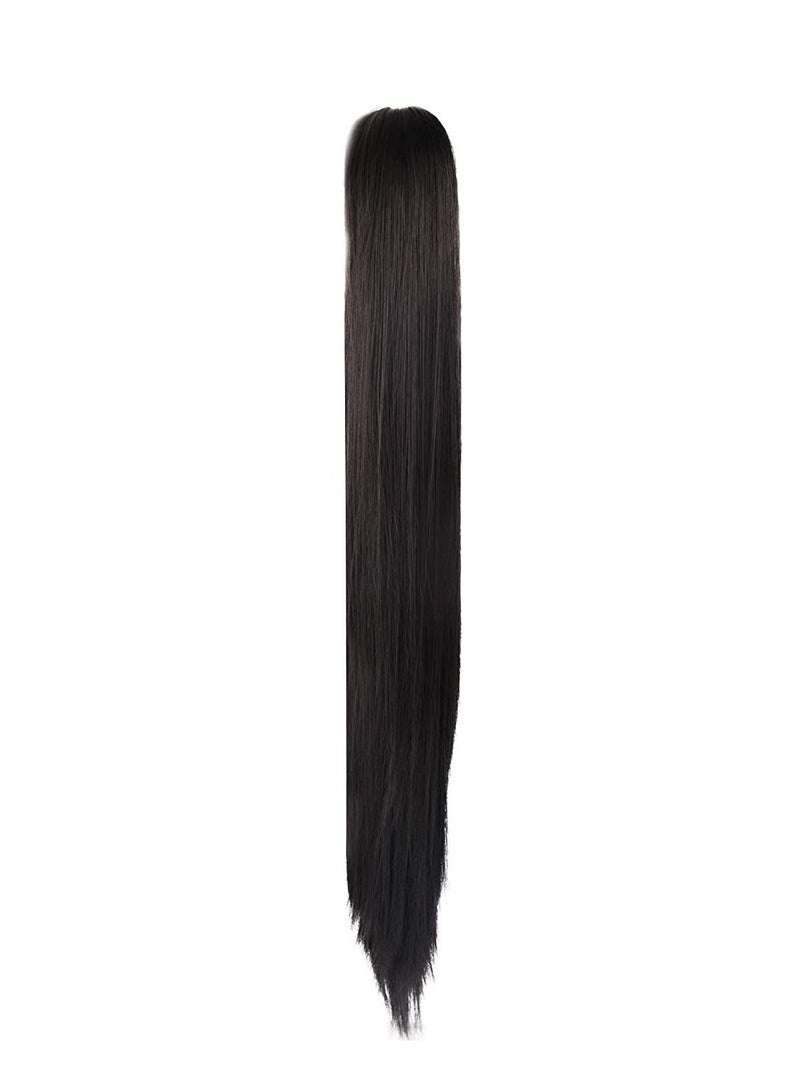Estelle Claw Clip in Long Ponytail Extension Straight Hair for Women Jaw on (Black Brown) - Image 3