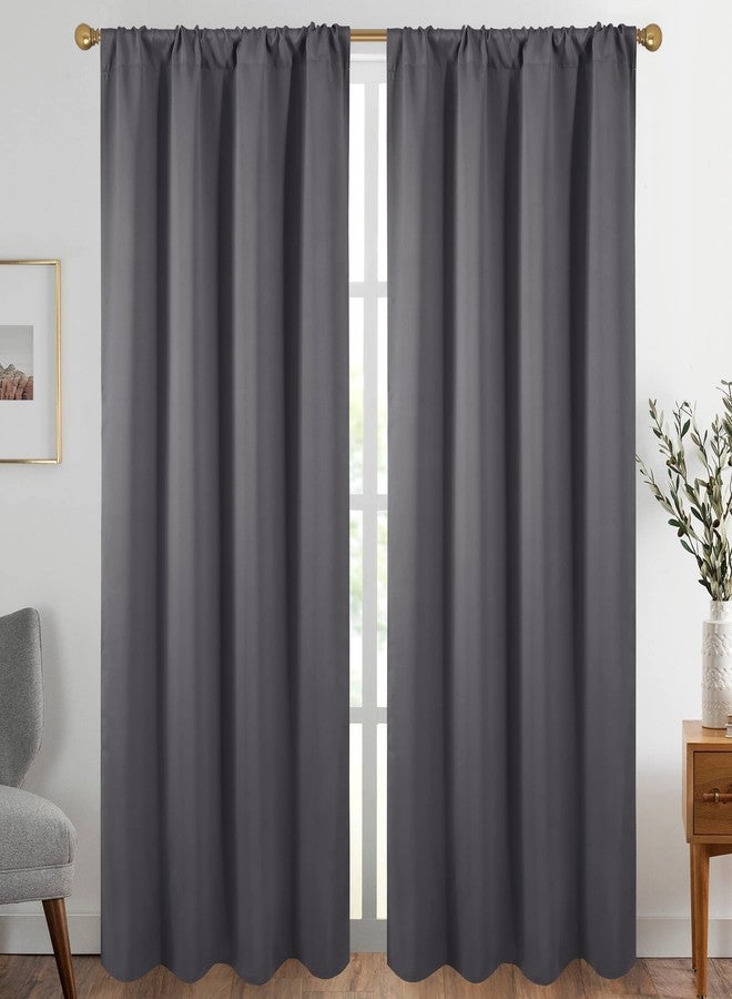Diraysid Grey Blackout Curtains for Bedroom and Living Room Thermal Insulated Room Darkening Curtains Drapes, 52 x 84, 2 Panels - Image 1