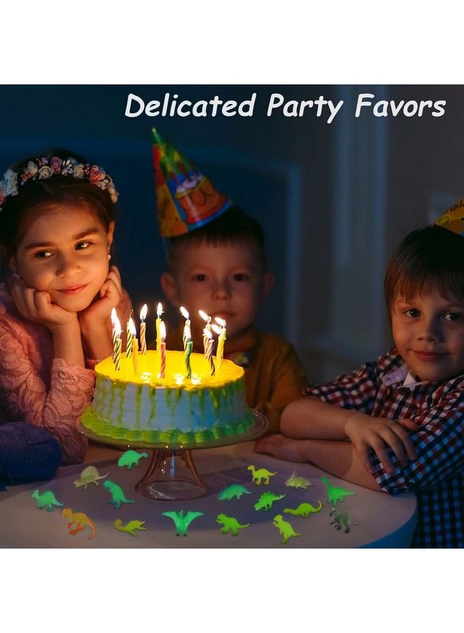HAPTIME 16 Pcs Mini Dinosaur Figures Small Luminous Dinosaur Toy Glow In Dark Dinosaur Party Favors Cake Toppers Plastic Dino Toys For Kids Classroom Prize Treasure Goody Bag  - Image 4