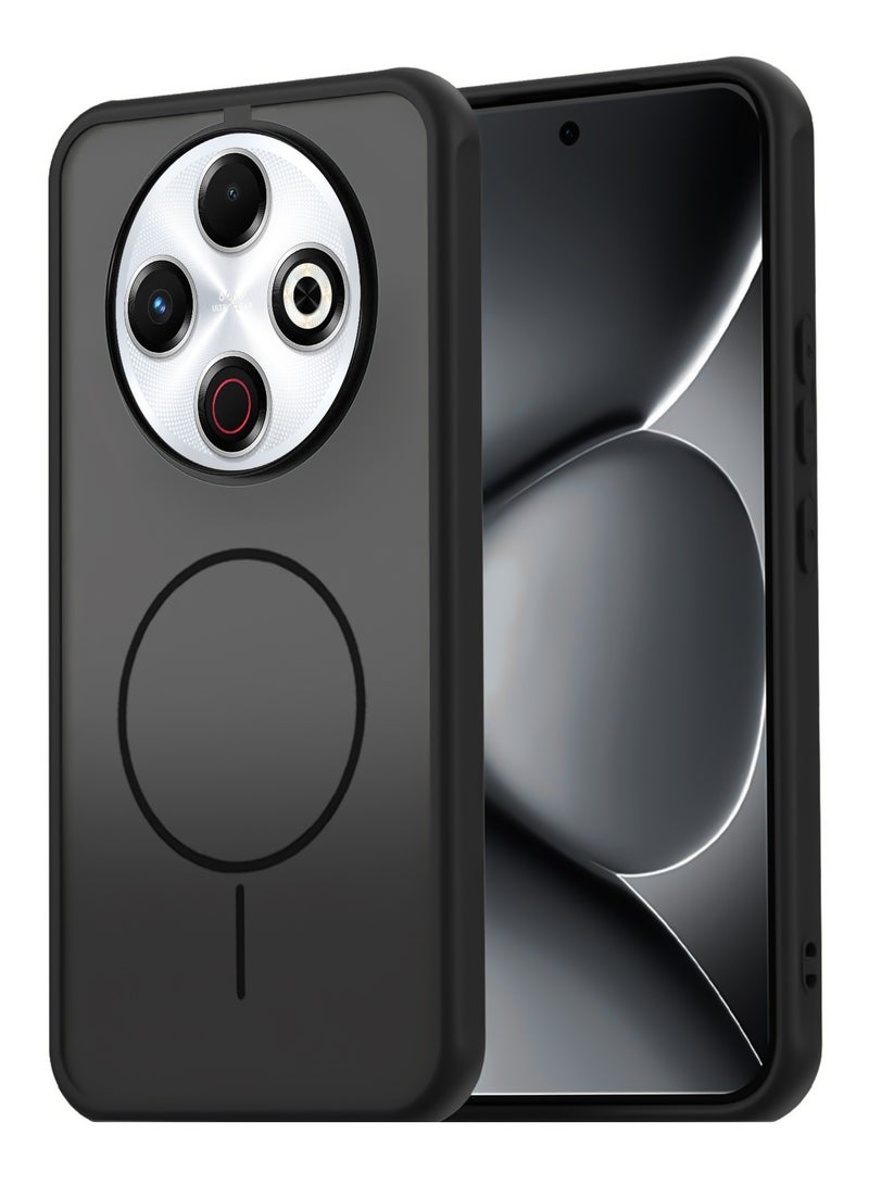 Shockproof Matte Case for Tecno Spark 30 Pro - Translucent Back Cover with Circular Design and Built-in Camera Protection (Black)