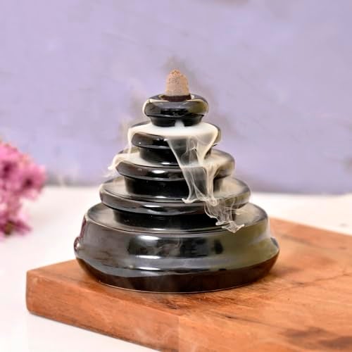 Craftam Ceramic Backflow Smoke Fountain Incense Holder for Home Decor Gifts with 20 Smoke Cones by Craftam - Image 1