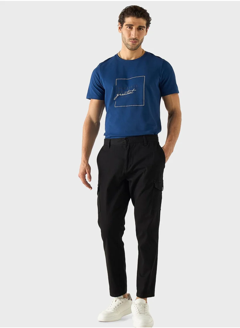 ايكونيك Slogan Print Crew Neck T-Shirt