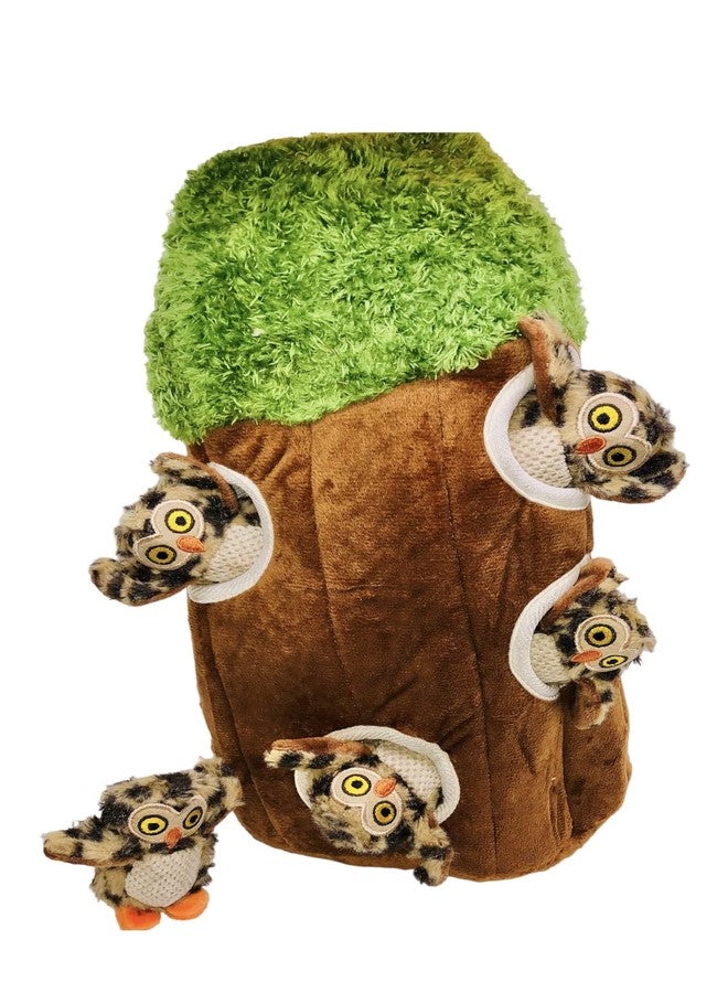 Glow Pups Dog Puzzle Toy Tree with Hide and Seek Squeaky Owl Plush Toys, Interactive Fun for Small and Medium Dogs, Promotes Mental Stimulation, Large Green Forest Animal - Image 1