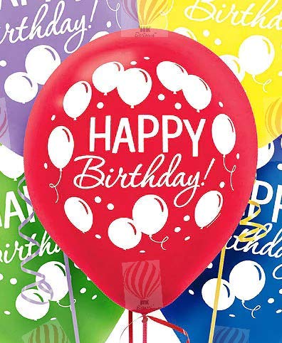 HK balloons Rainbow Printed Happy Birthday Decoration Balloons (Rainbow Printed Happy Birthday Balloons) (Pack of 30 Balloons),Rubber - Image 2