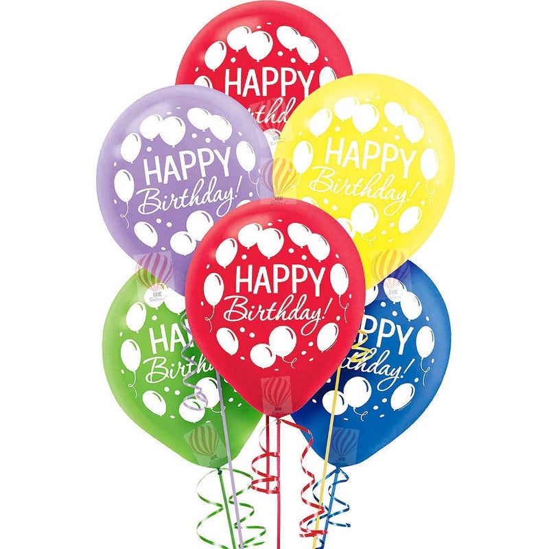HK balloons Rainbow Printed Happy Birthday Decoration Balloons (Rainbow Printed Happy Birthday Balloons) (Pack of 30 Balloons),Rubber - Image 3