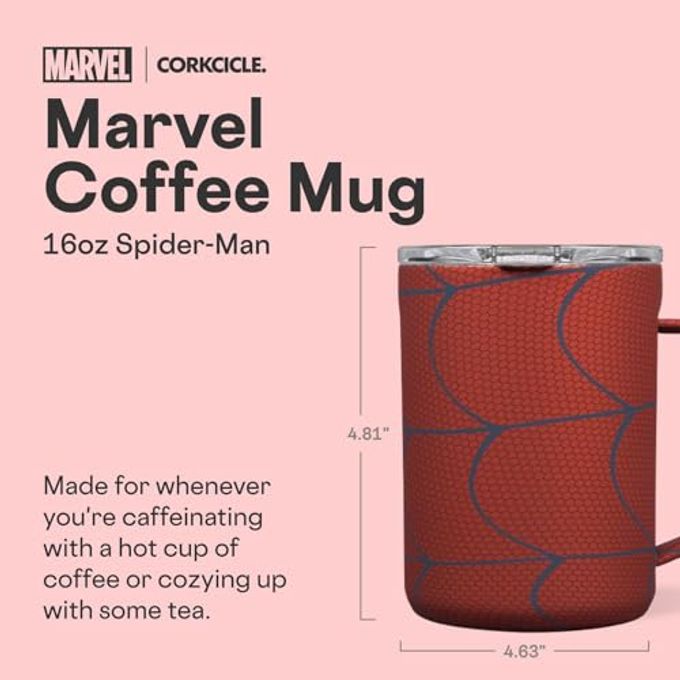 CORKCICLE Classic Coffee Mug Triple Insulated Stainless Steel For Travel Shatter-Proof Lid Keeps Drink Hot Over 3 Hours Holiday Mug Gift Great For Gifting Warmth 16 Oz Spider-Man - Image 5
