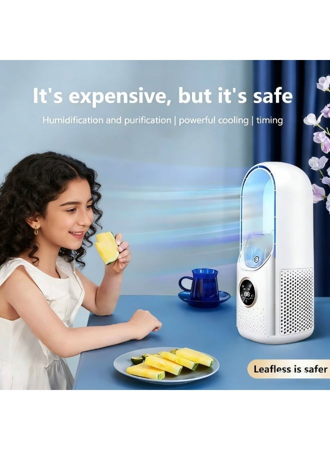 Portable Mini Air Conditioner USB Air Cooler Bladeless Electric Fan 6-speed Silent Timed Air Conditioner Cooling Fan - Image 3