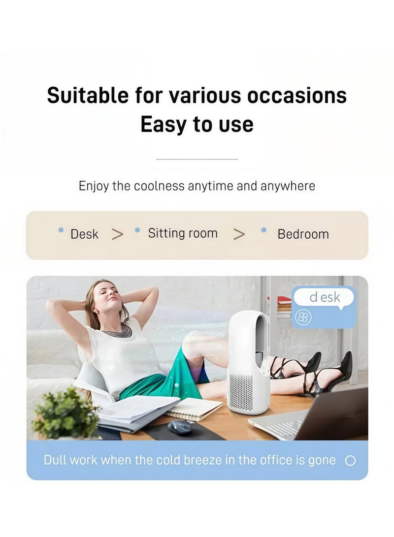 Portable Mini Air Conditioner USB Air Cooler Bladeless Electric Fan 6-speed Silent Timed Air Conditioner Cooling Fan - Image 4