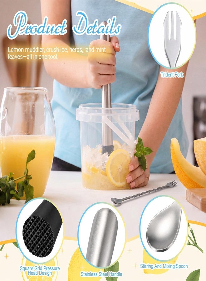 Funnymoom 36 Set 34oz Lemonade Stand Buckets with Lids Straws and Puncher Clear Plastic Drink Buckets Disposable Drink Cups with Handle Bar Spoon for Lemonade Cocktail Juice Pool Party Supplies - Image 3