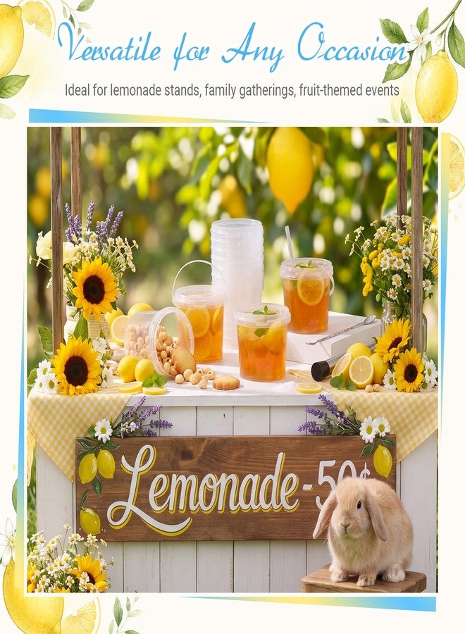 Funnymoom 36 Set 34oz Lemonade Stand Buckets with Lids Straws and Puncher Clear Plastic Drink Buckets Disposable Drink Cups with Handle Bar Spoon for Lemonade Cocktail Juice Pool Party Supplies - Image 4