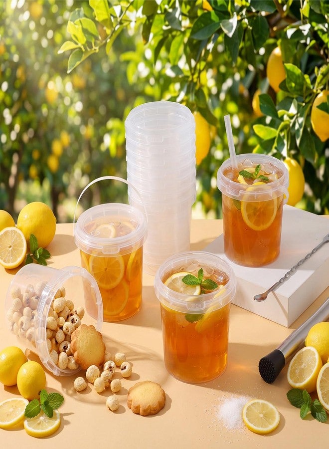 Funnymoom 36 Set 34oz Lemonade Stand Buckets with Lids Straws and Puncher Clear Plastic Drink Buckets Disposable Drink Cups with Handle Bar Spoon for Lemonade Cocktail Juice Pool Party Supplies - Image 5