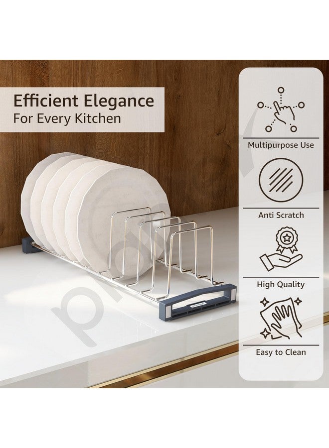 Plantex Stainless Steel Plate Stand/Dish Stand Kitchen/Plate Rack for Kitchen/Thali Organiser/Kitchen Plate Stand/Plate Rack/Plate Organiser (Chrome) - Image 3