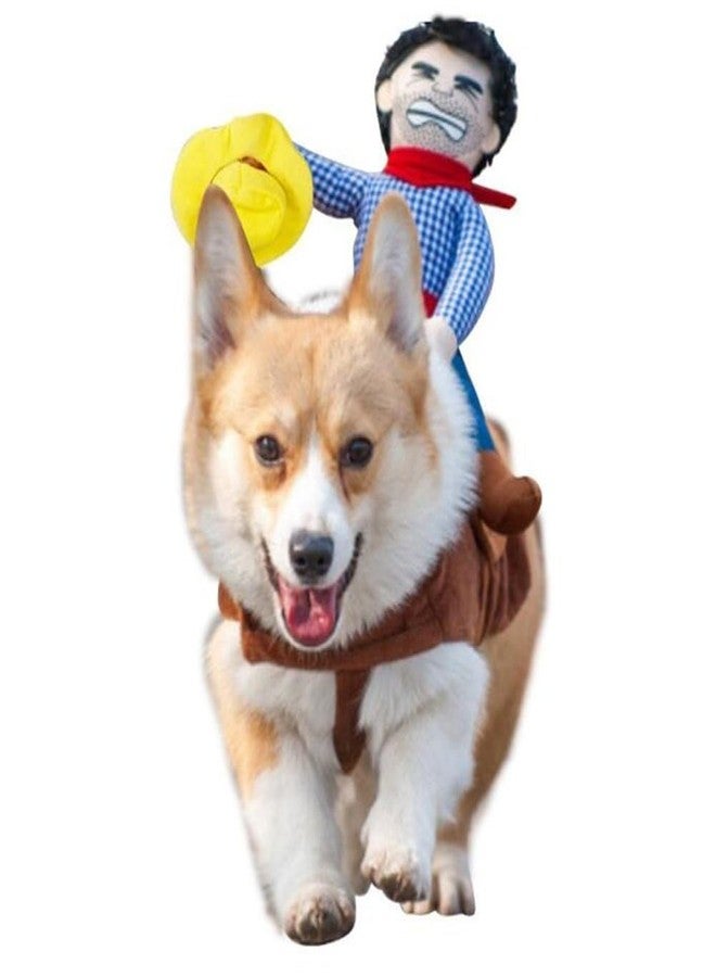 Mikayoo Cowboy Rider Dog Costume Waving Hat - Funny Dog Halloween Costumes with Doll and Hat, Adjustable Knight Style Costume for Labs, German Shepherds, and Golden Retrievers, and More (S) - Image 1