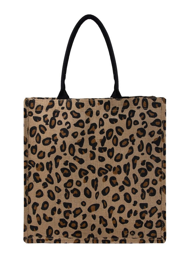 Hibala Woven Large Beach Bag Straw Beach Tote Handmade Weaving Shoulder Tassel Bag Handbag (Leopard) - Image 4