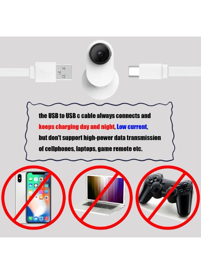 USB to USB C Cable for Security Camera Type C Charging Cord 33FT/10M Flat Long Power Supply Extension Wire Compatible with Yi Home CCTV Cam Outdoor Indoor Waterproof White… - Image 5