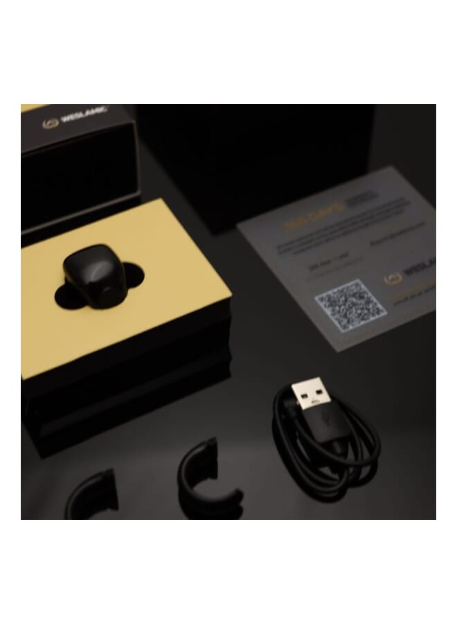 سلام خاتم التسبيح الذكي للتذكير بأوقات الصلاة الإلكتروني مقاوم للماء مع شاحن مغناطيسي أسود (مقاس 22) - Image 3