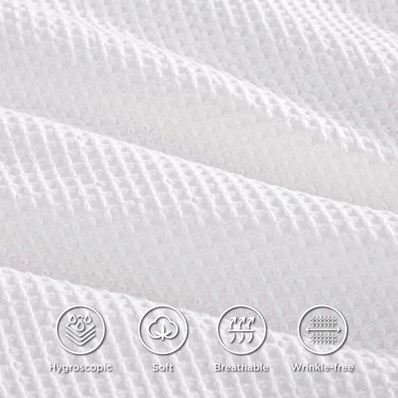 Bedsure Cotton Duvet Cover Queen - 100% Cotton Waffle Weave Bright White Duvet Cover Queen Size, GentleSoftâ„¢ and Breathable Bedding Set for All Season, 3 Pieces, 90"x90" - Image 4