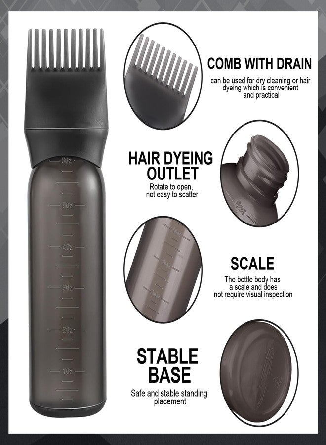 FXSPLCZ 2 Pack Root Comb Applicator Bottle Hair Oil Applicator Hair Color Bottle with 4 Caps for Women Scalp Hair Dye Tools, Black - Image 3