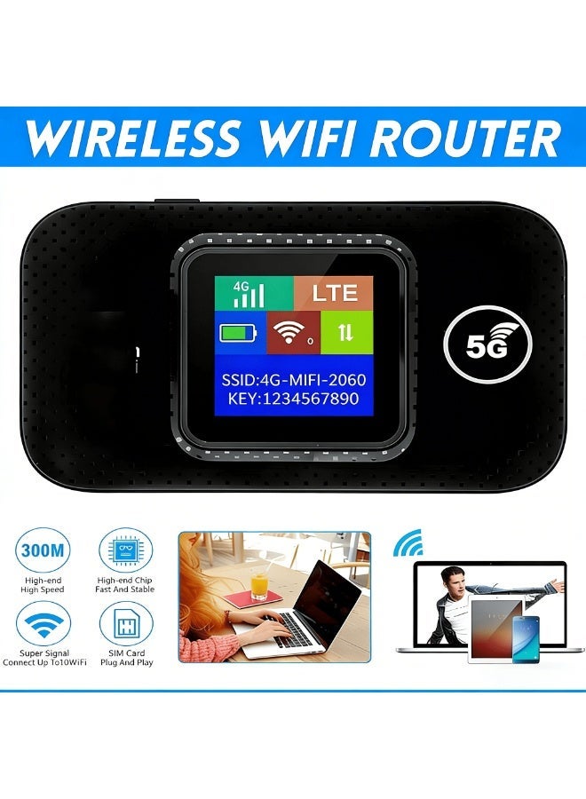 Ump Mobile WiFi Hotspot, 300Mbps Portable Travel Router with Support 5G SIM Card Router, 4G LTE WiFi Router, Built-in 3000mAh Battery Pocket Internet Modem, Supports Up to 10 Users for Phone Laptop - Image 2