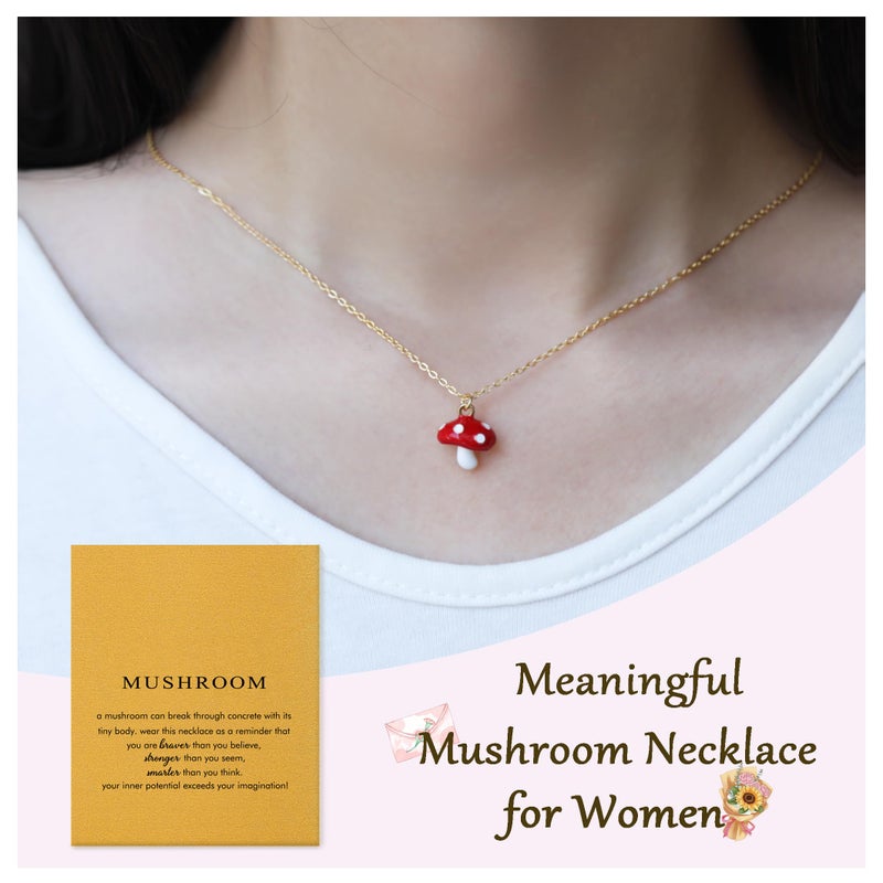 Baydurcan Mushroom Necklace Inspirational Gifts for Women Charm Necklace for Women (Mushroom Gifts) - Image 5