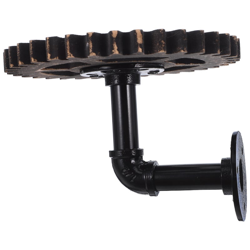 Industrial Pipe Wall Shelves: Steampunk Gear Design Floating Shelf For Living Room - Kitchen Wall Organizer Rack - Cast Iron Storage Shelving Decor - Image 1
