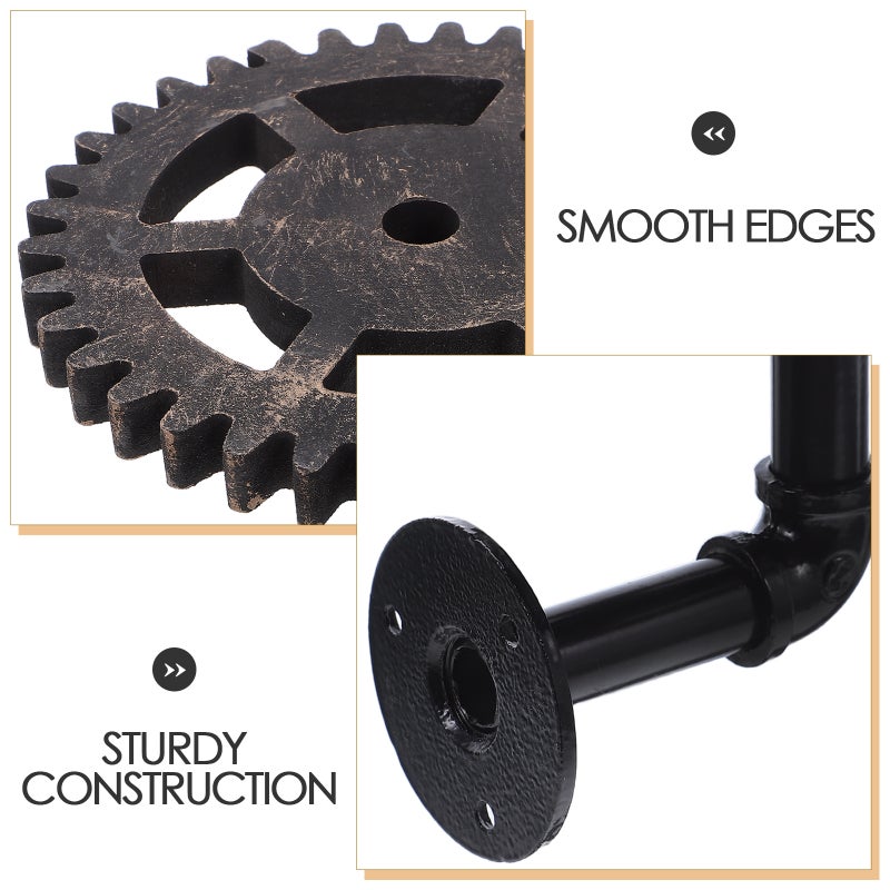 Industrial Pipe Wall Shelves: Steampunk Gear Design Floating Shelf For Living Room - Kitchen Wall Organizer Rack - Cast Iron Storage Shelving Decor - Image 4