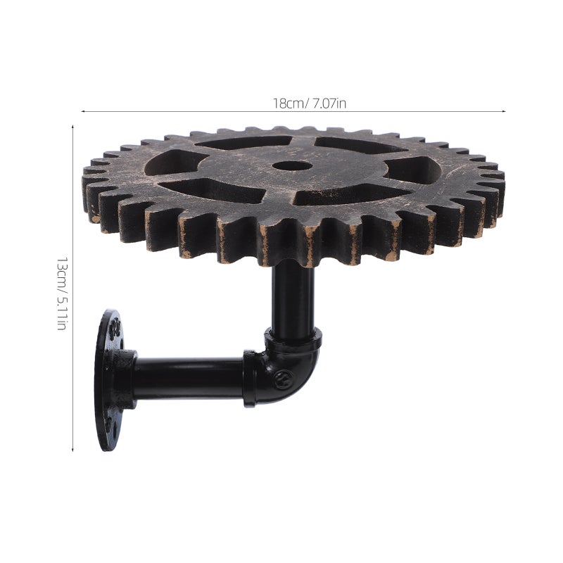 Industrial Pipe Wall Shelves: Steampunk Gear Design Floating Shelf For Living Room - Kitchen Wall Organizer Rack - Cast Iron Storage Shelving Decor - Image 2