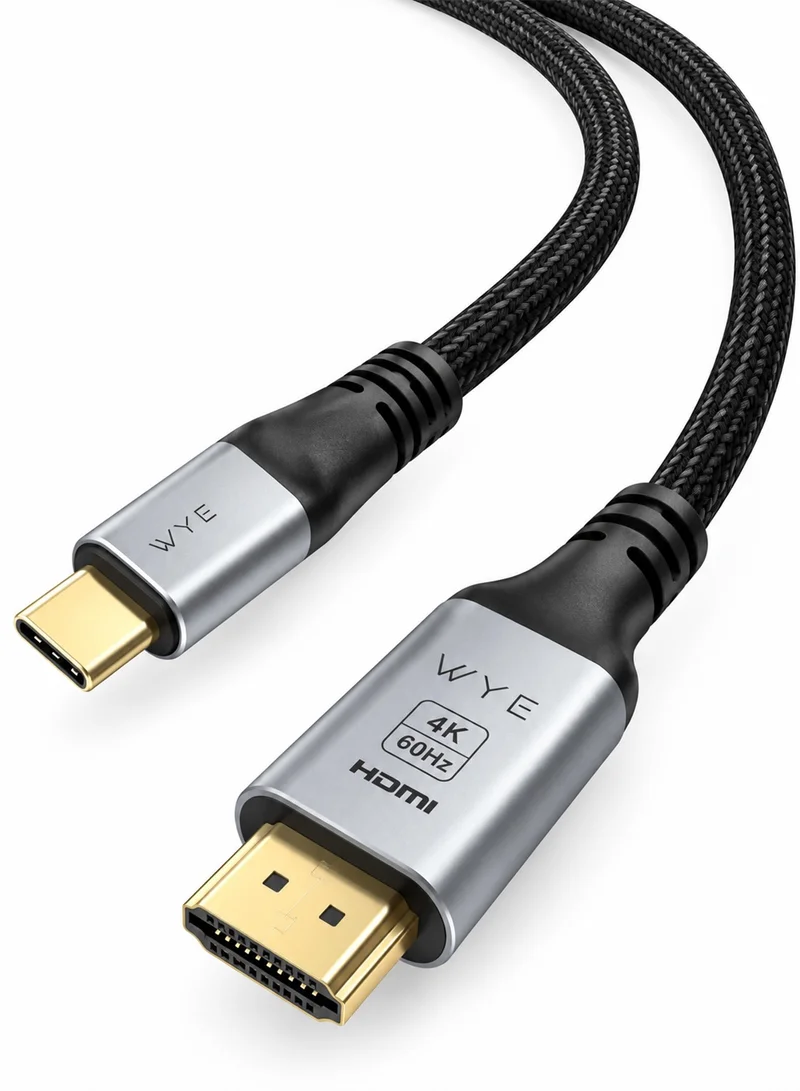 واي كابل WYE FLOW USB-C إلى HDMI 4K 60 هرتز، محول مجدول من النوع C إلى HDMI بطول 1.8 متر