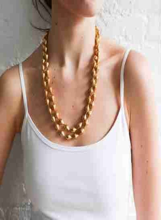 SWAMI-Kolhapuri dolki beads mala double Layer Gold Tone Necklace For Women and girls two Layered gold plated traditional as well as trendy bormal for ethnic & traditional - Image 2